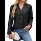 thumbnail image 3 of Blusas Tipo Túnica Informales Holgadas con Cuello en V y Larga para Mujer con Bolsillo Negro L, 3 of 9