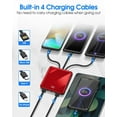 thumbnail image 4 of TEMOGU-Portable Charger with Built in Cables, 10000mAh Slim Power Bank LED Display, Small External Battery Pack with 4 Inputs and 5 Outputs Phone Charger for iPhone Samsung Huawei Google LG iPad etc, 4 of 4