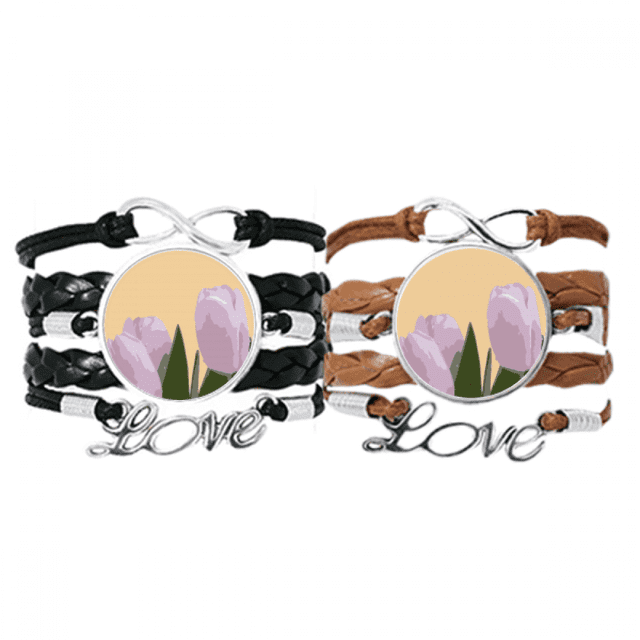 Fanatic Tulipe Pays-Bas Bracelet Main Bracelet en Cuir Corde Bracelet Double Set