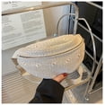 thumbnail image 5 of Summer straw bag small fresh lace daisy messenger bag fashion beach bag waist bag - Khaki, 5 of 5