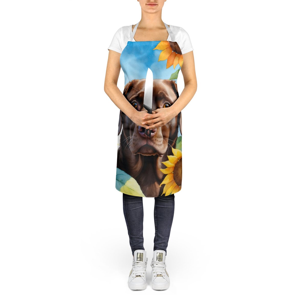 Labrador Retriever in Sunflowers Apron 27 in x 30 in