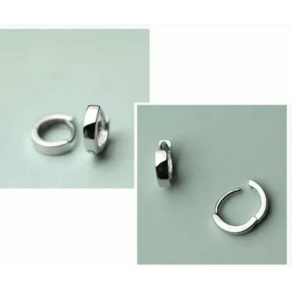 K-KED 925 Sterling Silver 8mm Hoop Huggie Earrings Womens Ear Buckle Jewelry