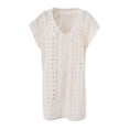 thumbnail image 5 of Summer Clearance Sale! TMOYZQ Women's Swimwear Cover Ups Short Sleeve V Neck Crochet Knit Beach Dress Swimsuit Coverups Summer Beachwear Bathing Suit Cover Up for Women, 5 of 6