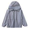 thumbnail image 2 of Casual Girls Full Face Hood Sun Coat Solid Color Comfortable Daily Beach Cycling Lightweight Outdoor Sun Jacket for Kids Size 7Years, 2 of 5
