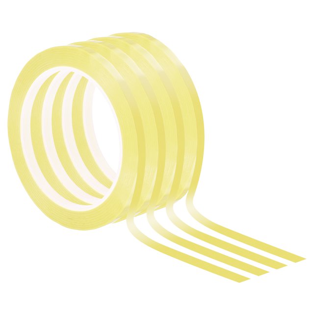 Unique Bargains Ruban pour Tableau Blanc 1/4 Pieds Ruban Effaçable à Sec Fin, Jaune Clair, Lot de 4