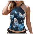thumbnail image 3 of idosla Womens Swim Tankini Tops High Neck Bathing Suit Slim Fit Swim Tops UPF 50+ Tummy Control Swimsuits No Bottom (Sky Blue, XXL), 3 of 7