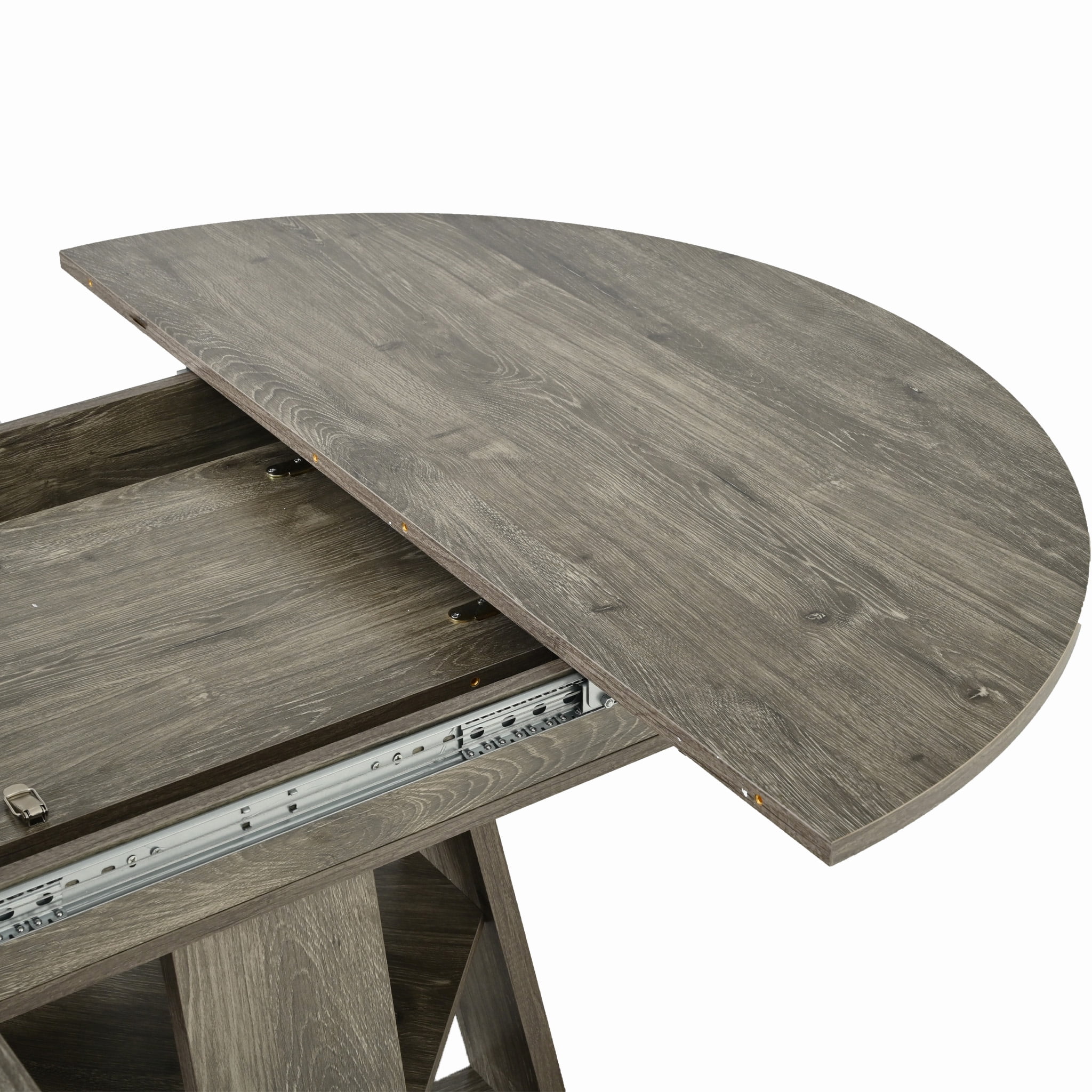 Extendable Dining Table for 2-8, Round to Oval Kitchen Table with Storage Shelf, Thick MDF, Cross-Shaped Base, 43.3 to 59-Inch Length, 300 Lbs Capacity, for Dining Room Kitchen Living Room, Natural