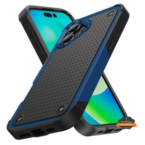 For Apple iPhone 16 Plus (6.7") Shockproof Non-Slip Textured Heavy Duty Rugged TPU Drop Military Protection Tough Bumper Phone Case Cover by Xpression - Blue