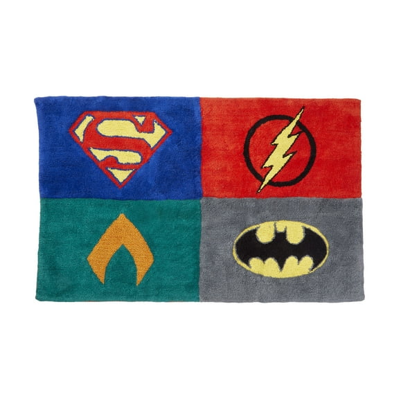 Justice League Kids Accent Rug, 4.5' x 2.5', Tufted Cotton, Warner Brothers DC Comics