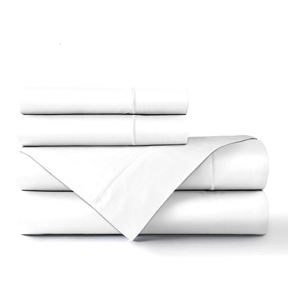 Johnson Home Premium Egyptian Cotton Sheet Set - Deep Pocket - 4 Piece - 1 Fitted, 1 Flat Sheet, 2 Pillowcases - Cozy 100 % Cotton Bed Sheets