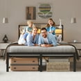 thumbnail image 5 of NISIEN King Size Bed Frame with LED Storage Headboard & Charging Station, Metal Platform Bed, Black, 5 of 12