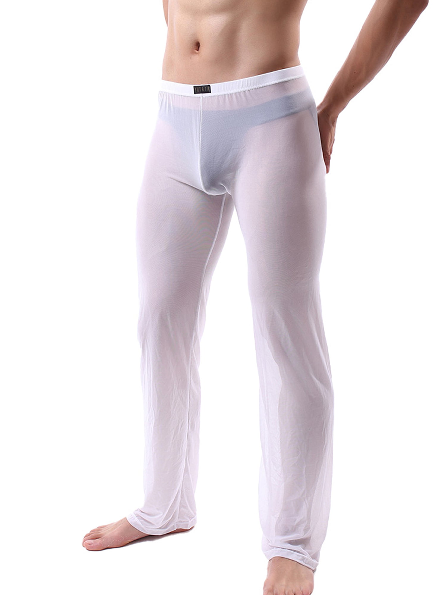 Details about   Sexy Men Sheer Mesh Long John Pants Tight Pants See Through Underwear Underpants