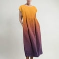 thumbnail image 2 of Aboser Cotton Linen Maxi Dress for Women Summer 2026 Casual Cap Sleeve Beach Dresses Vintage Gradient Printing Dress Loose Boat Neck Long Dress with Pockets Orange XXL, 2 of 6