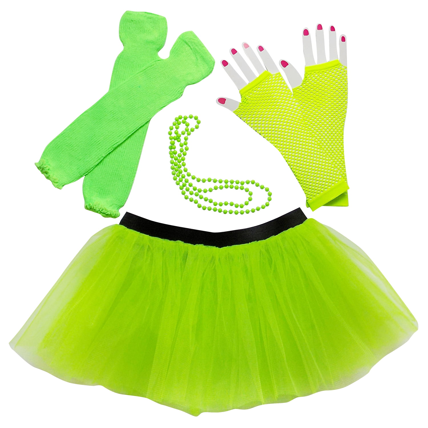 80's Adult Dress Up Neon Double Layer Fishnet Tutu Tu Tu  Party Fancy Dress 