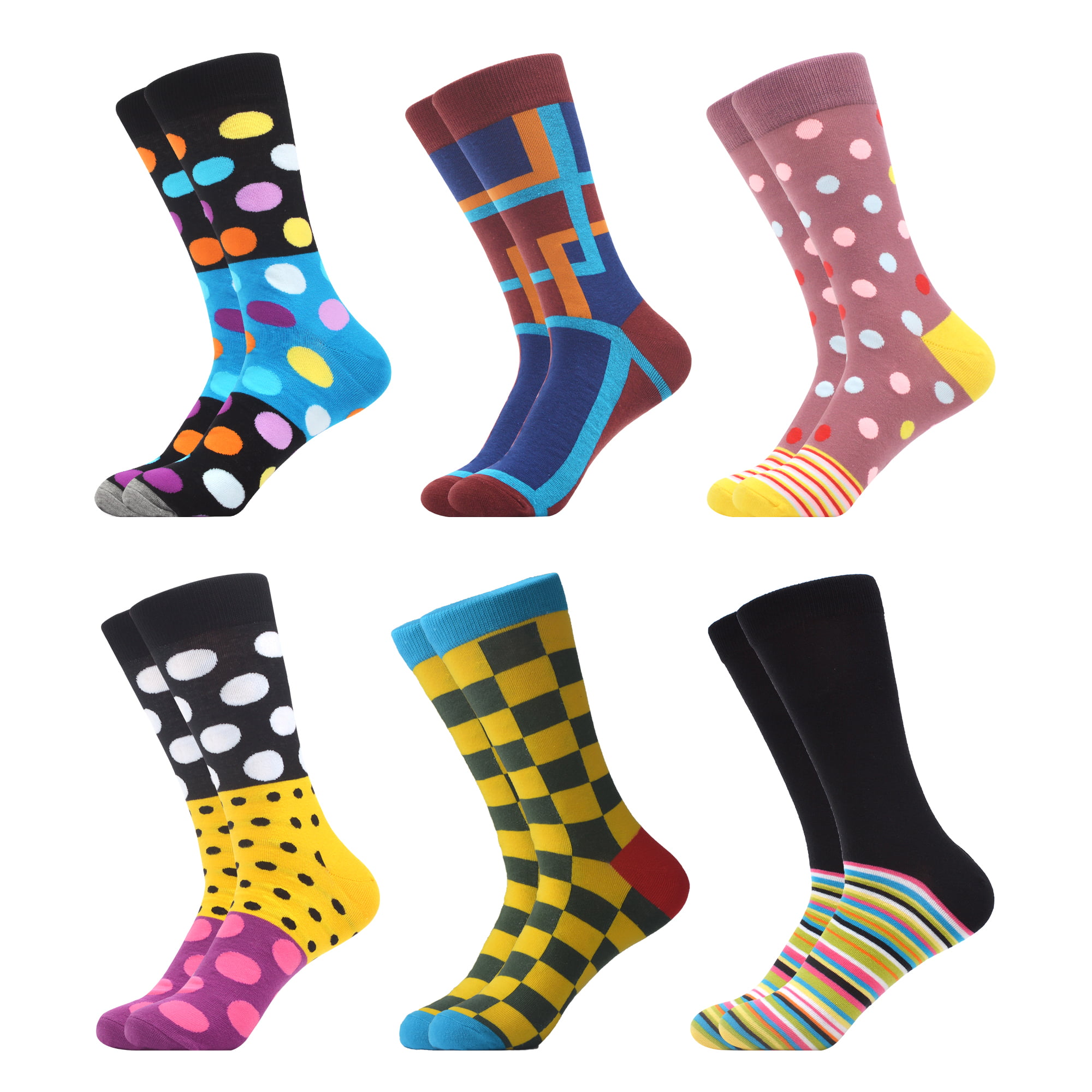 WeciBor Men Dress Socks Combed Cotton Crew Socks Male Socks Size 10-13 ...