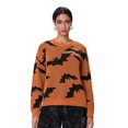thumbnail image 5 of Suéter de Halloween para mujer, manga larga, cuello redondo, suéter de murciélagos, suéter cálido para otoño e invierno, 5 of 5