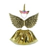 Tutus Skirt for Toddler Girl 3pcs Rainbow Tutu Dress Unicorn Costume Set Wings + Tulle Skirt + Cute Headband