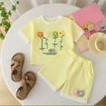 thumbnail image 2 of XZNPDUCQ Toddler Girls Short Sleeve Polo T Shirts Top and Elastic Shorts Cartoon Print Set 2Pcs Summer Set kids Casual Elastic Shorts 2Pcs Dailywear Yellow，6-12 Months, 2 of 9