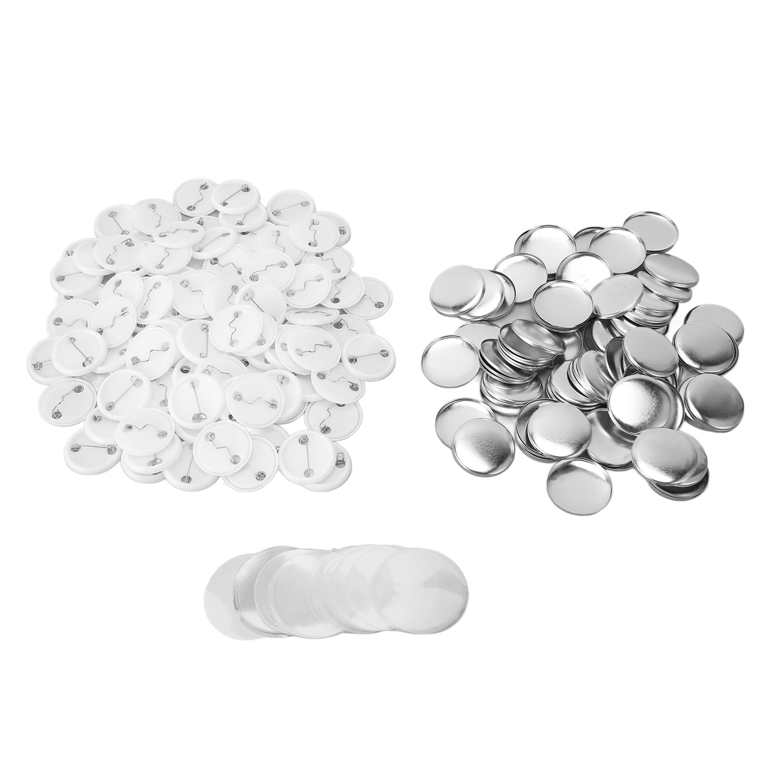 Blank Button Badge Parts Set, Pin Back Button Parts 100 Sets Metal Back