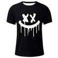 thumbnail image 4 of Yaoyar Summer Fashion Casual Men's Round Neck Graffiti Expression Pattern Printed T-shirt Top Black,S, 4 of 4