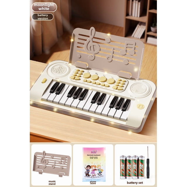 24-Key Kids Electronic Piano: Educational Musical Toy for 4-6 Year Olds, Enhances Intelligence & Hand-Eye Coordination, Interactive Instrument Gift for Boys and Girls, Beginner-Friendly Home Use,
