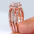 thumbnail image 3 of Gems Jweles 1.90 Ct Round Cut Diamond Wedding Engagement Trio Set Bridal Halo Ring 14K Rose Gold Plated 924 Sterling Silver For Women's -9, 3 of 3