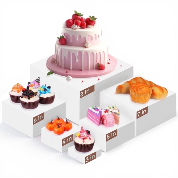 Yucurem 6Pcs Acrylic Display Risers, Nesting Cube Buffet Risers, Dessert Table Display Set, for Party Catering Jewelry Figure Showcase