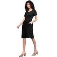thumbnail image 5 of Made by Johnny Women's Comfy Casual Short Sleeve Flowy Dresses Loose Plain Dress with Pockets XXXL BLACK, 5 of 6
