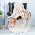 thumbnail image 4 of Bicycle Soft Flannel Fleece Throw Blanket, Lets Bike Hand Lettering Words and Retro Vehicle Summertime Hobby, Cozy Plush for Indoor and Outdoor Use, 70" x 90", Pale Yellow Black, by Ambesonne, 4 of 5