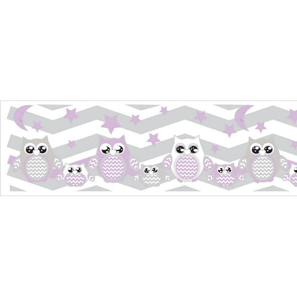 Purple Owl Border Wall Decals Stickers Chevron Nursery Purple Owl Border Wall Decals Stickers