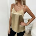 thumbnail image 5 of Womens Camisole Tank Tops, Comdrip Women's Elegant Satin V Neck Adjustable Strap Tank Top Sleeveless V Neck Strap Vest Beauty Tank Tops for Women Gold L, 5 of 7