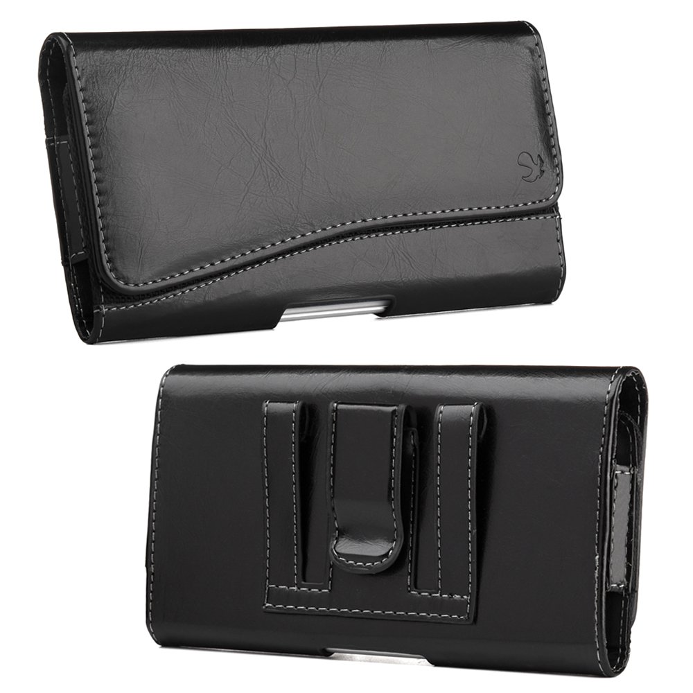 Black Universal Leather Belt Clip Cover Holster Pouch Sleeve Phone