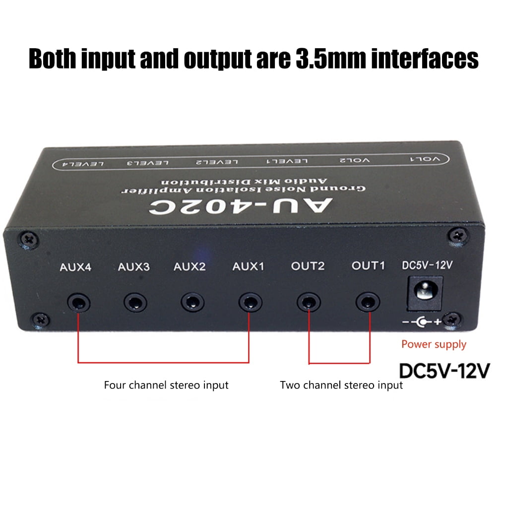 tegongse Aluminum Alloy Stereo Sound Mixer for Multiple Computers with 3.5mm Interfaces and Ground Noise Elimination 20Hz - 20kHz