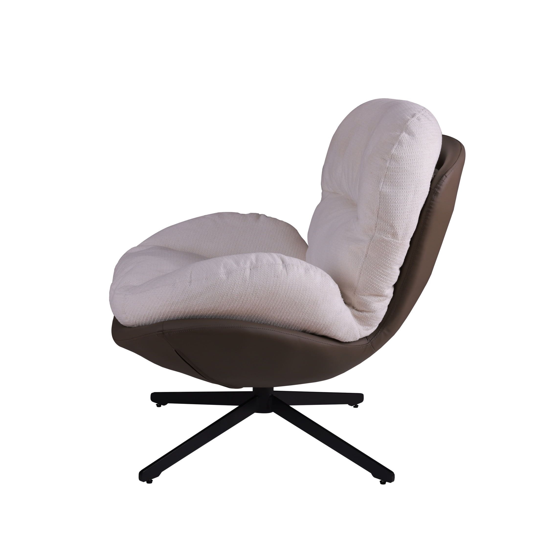 Talvora Modern 360° Swivel Upholstered Chenille Accent Chair, Metal Base, White