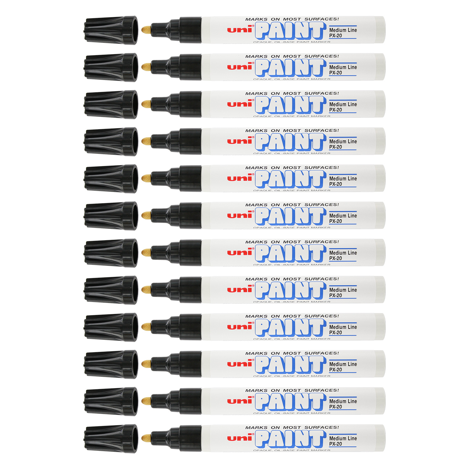 UniPaint PX20 OilBased Paint Marker, Medium Point, Black Ink, 12