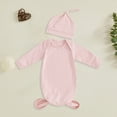 thumbnail image 2 of Newborn Baby Girl Clothes Cotton Bubble Romper for 0-3 Months Newborn Knotted Sleeping Bag Fetal Hat Set Baby Comfortable And Breathable Pajamas, 2 of 4