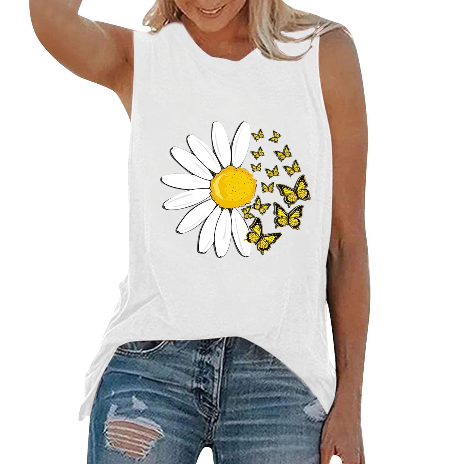 Short Sleeve Tee Blouse for Women,Amiley Women Casual Sunflower Printed T Shirt Girls Outdoor V Neck Comfy Blouse Top 
