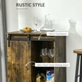 thumbnail image 3 of 27.5" Brown Industrial Wine Cabinet with Sliding Barn Door, 6-Bottle Storage Sideboard (15"D X 31.5"H), 3 of 8