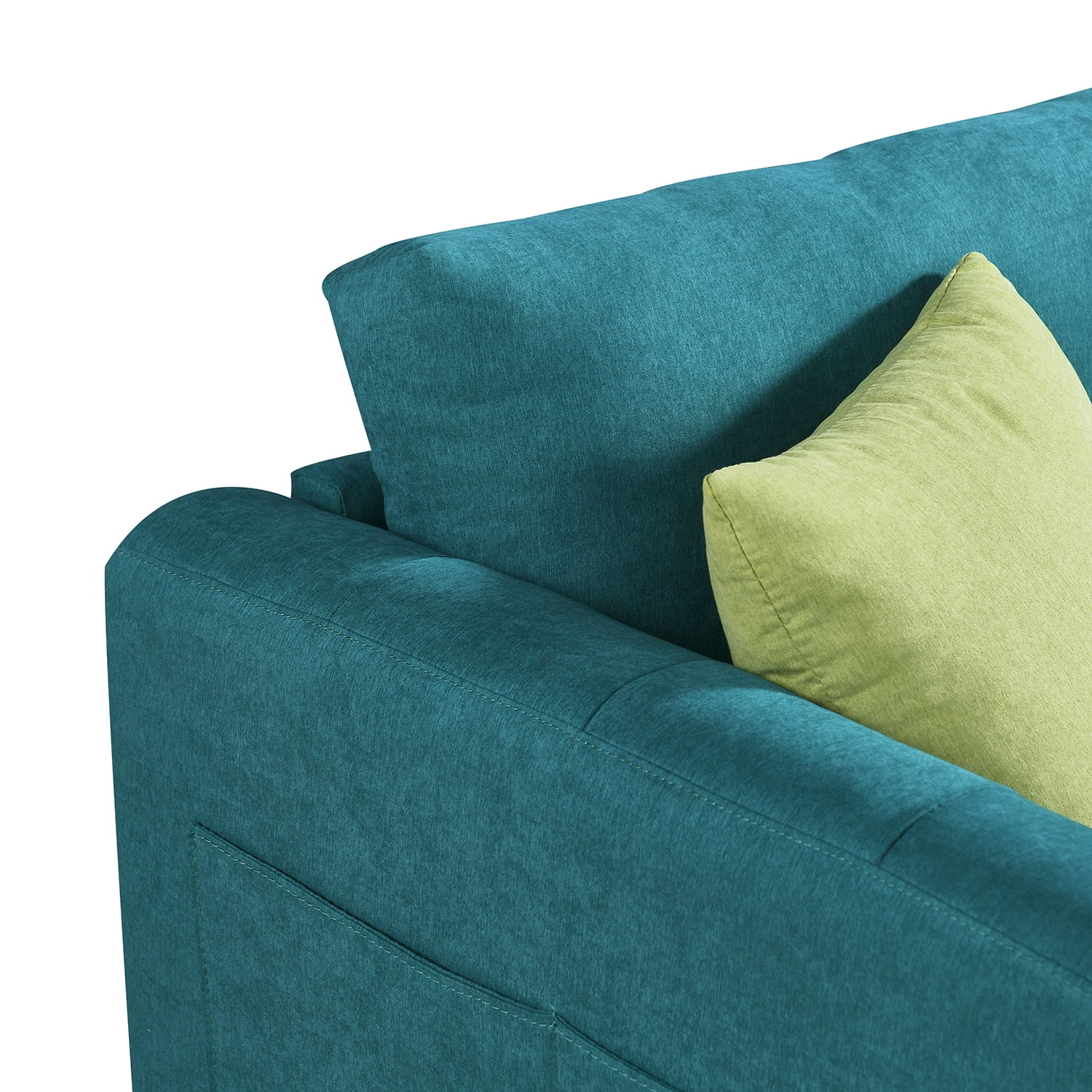Kadyn 76.3 inch Fabric Couches, Deep Seat Sofa with 2 Side Pockets, Modern Fabric Sofa for Living Room, Movable Back, Green
