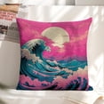 thumbnail image 6 of Waves and Sunrise Linen Throw Pillow Covers Boho Decorative Pillow Cases 18x18 inch Cushion Case Set of 4 Couch Pillows Cover for Sofa Bedroom Living Room Car, 6 of 8