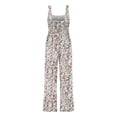 thumbnail image 4 of Women Floral Wide Leg Jumpsuit Sleeveless Square Neck Smocked Casual Summer Outfit, 4 of 6