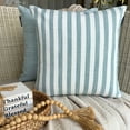thumbnail image 4 of Striped Aqua Decorative Throw Pillow Covers 22"x22" | Contemporary Cotton Cushion Cover Striped | Country And Farm House Pillowcases for Couch / Sofa & Bed, Modern Home Décor - Stripe Plush Aqua, 4 of 9