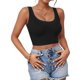 thumbnail image 1 of Top corto AURUZA sin mangas con cuello en U para mujer, negro, talla S, 1 of 6