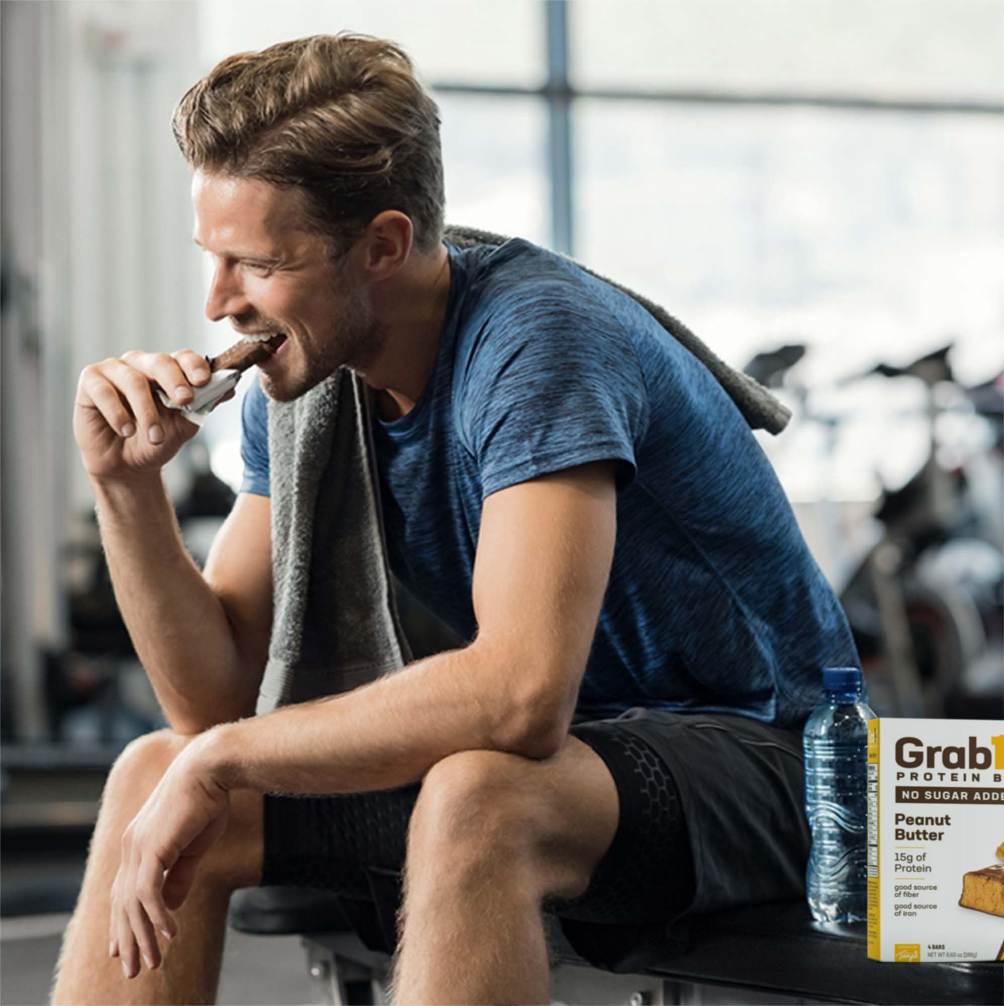 Grab1 Sugar Free Protein Bars, Peanut Butter (3 Pack- 12 Bars) | 7g Fiber | Delicious and Nutritious | Low Calorie | Zero Sugar
