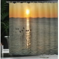 thumbnail image 4 of Ambesonne Bird Shower Curtain, Geese Flying over Lake, 69"Wx84"L, Orange and Grey, 4 of 5