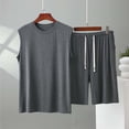 thumbnail image 5 of Men's 2 Piece Pajama Sets Cotton Sleeveless Tank Top Drawstring Elastic Waisted Shorts Summer Pjs Sleepwear (XL, Dark Gray), 5 of 6