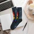 thumbnail image 6 of KLL Rainbow Sausages On Dark Slate Print Cool Socks Men's Women's Crew Socks Funny Crazy Novelty Stockings, 6 of 7