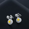 thumbnail image 3 of Gem Stone King Yellow Sapphire and White Diamond Dangle Earrings for Women (0.28 Cttw, Gemstone September Birthstone, Round 3MM), 3 of 3