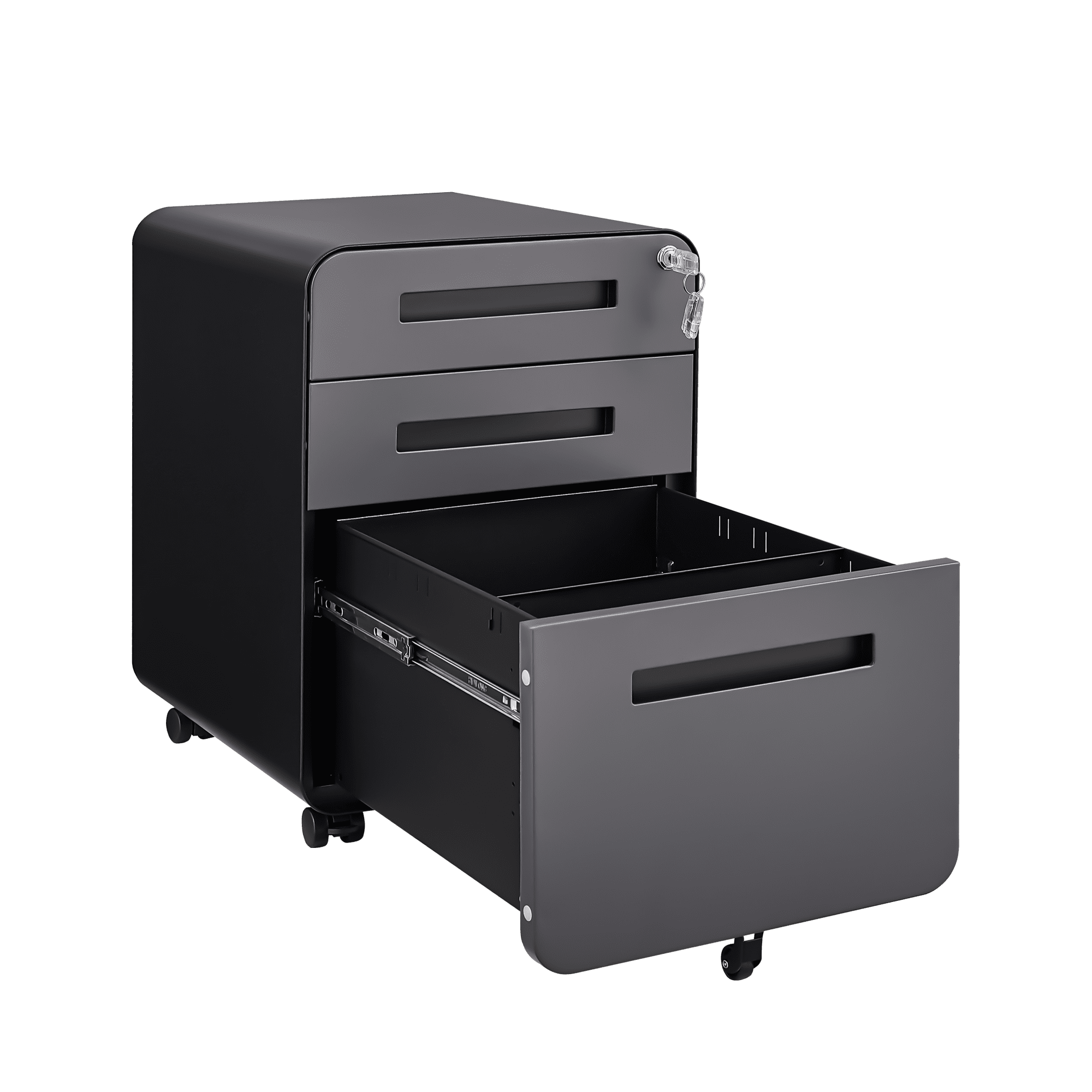 3 Drawer Mobile File Cabinet Under Desk Office,Simple Style Versatile Storage Cabinet for Legal/Letter/A4 Files, 5 Wheel Design Anti-Tilting Cold Rolled Steel Waterproof Moisture-Proof Black
