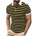 thumbnail image 2 of Stripe Golf Tees for Men Short Sleeve Button Collared T Shirts Mens Casual Pullover Breathable Going Out Athletic Workout Tshirts Tops, 2 of 6